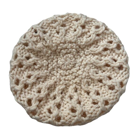 Banana Republic Beret Hat Womens One Size 100% Wool Cream Knit Classic Chic - Picture 3 of 6